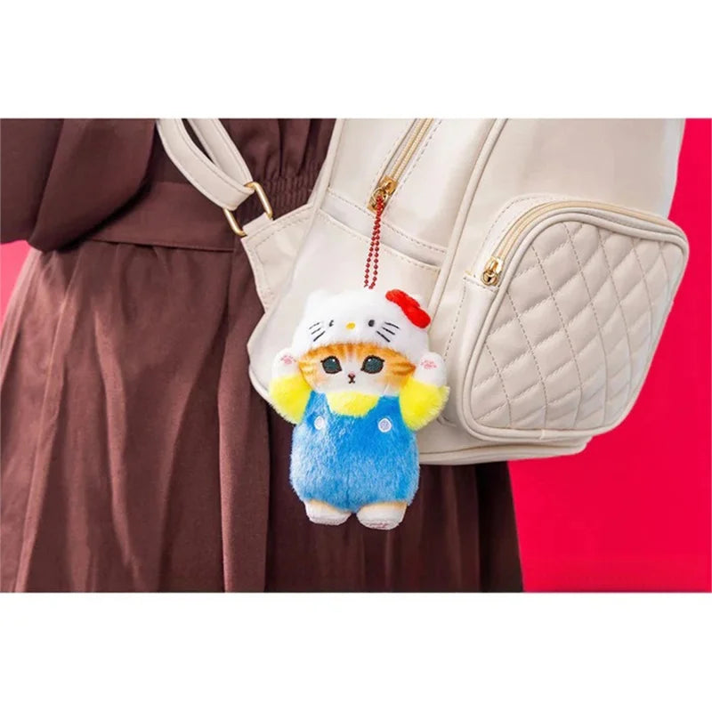 12CM Kawaii Mofusand Cross-Dressing Sanrio Hello Kitty Kuromi Hanyodon Plüsch-Schlüsselanhänger Anime Plüschpuppe Rucksack-Anhänger