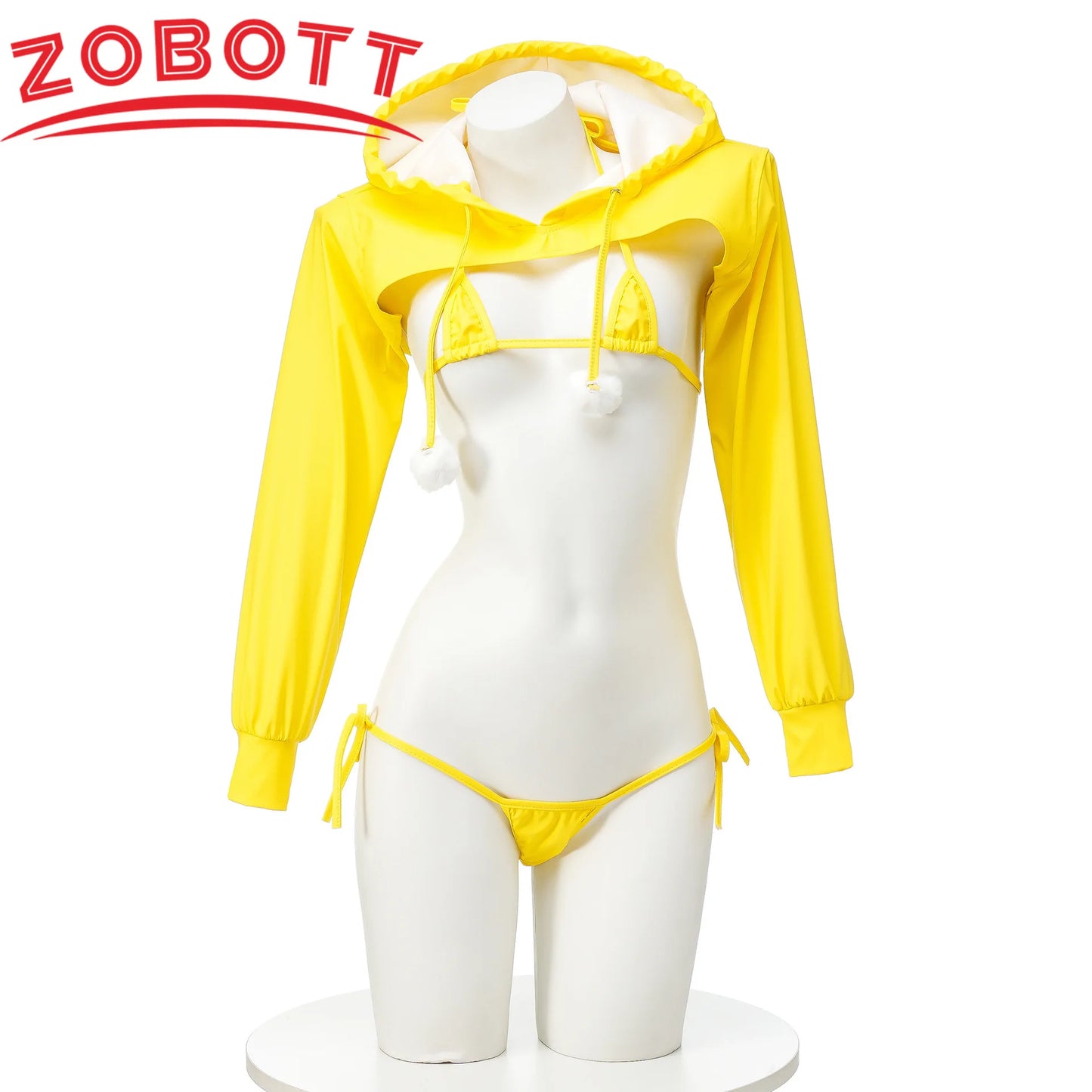 Anime Pu Leder Bikini Set Hoodie Top Cosplay Kostüm Sexy Japanische Mädchen Unterwäsche Nachthemd Rollenspiel Student Outfits Dessous