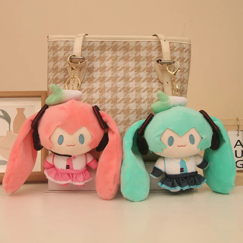 Porte-clés en peluche Hatsune Miku 15 cm Collection d'anime Miku mignon Jouets périphériques Sac Pendentif Décoration Jouets Cadeau pour petite amie