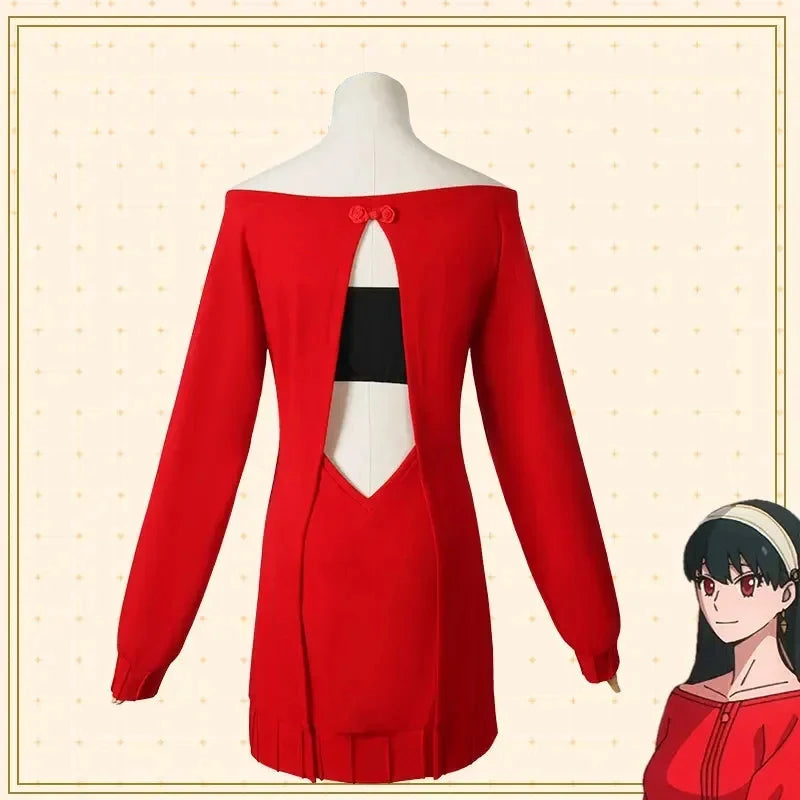 Yor Forger Cosplay Long Pull Tricoté Rouge Costume Anime Spy Family Vêtements Pour Femmes