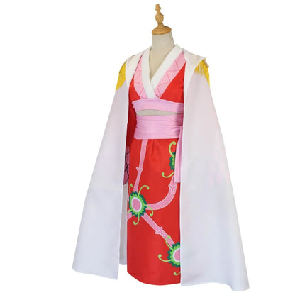 Anime Boa Hancock Cosplay Kostüme Sexy Empire Red Kimono Kleid Uniform Boa Hancock Ohrringe Halloween Kostüme für Frauen Männer