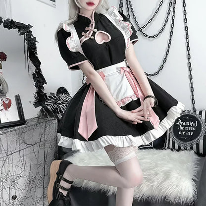 Chinesischen Stil Maid Lolita Cosplay Kostüm Frauen Schatz Cheongsam Kleid Halloween Party Kellnerin Rolle Spielen Animation Zeigen Neue