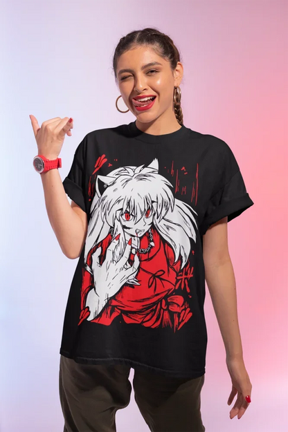 Inuyasha Sesshomaru T-Shirt Roter Mond Inu Yasha Kawaii Anime Weiches T-Shirt