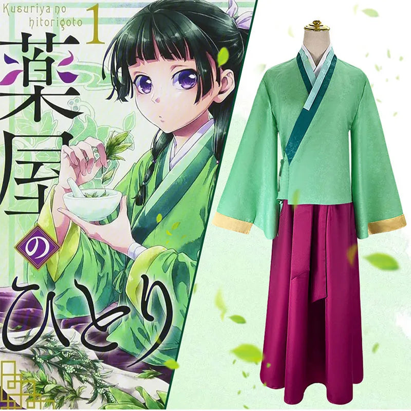 Anime Apothecary Diaries Kostüm Maomao Cosplay Kostüm Perücke Rosa Hanfu Kleid Frauen Anime Kusuriya No Hitorigoto Uniform Hallowee