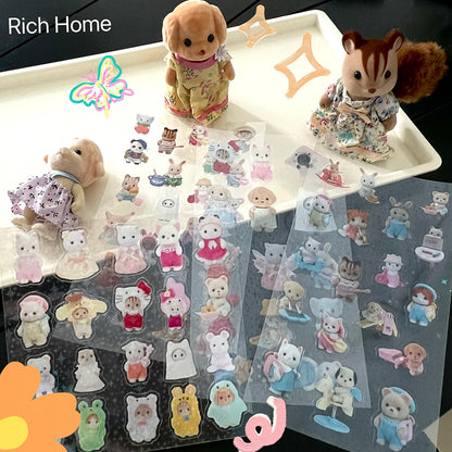 75 Stück Sylvanian Mini Cartoon Wasserfest Kawaii Sticker Pack Anime Zubehör