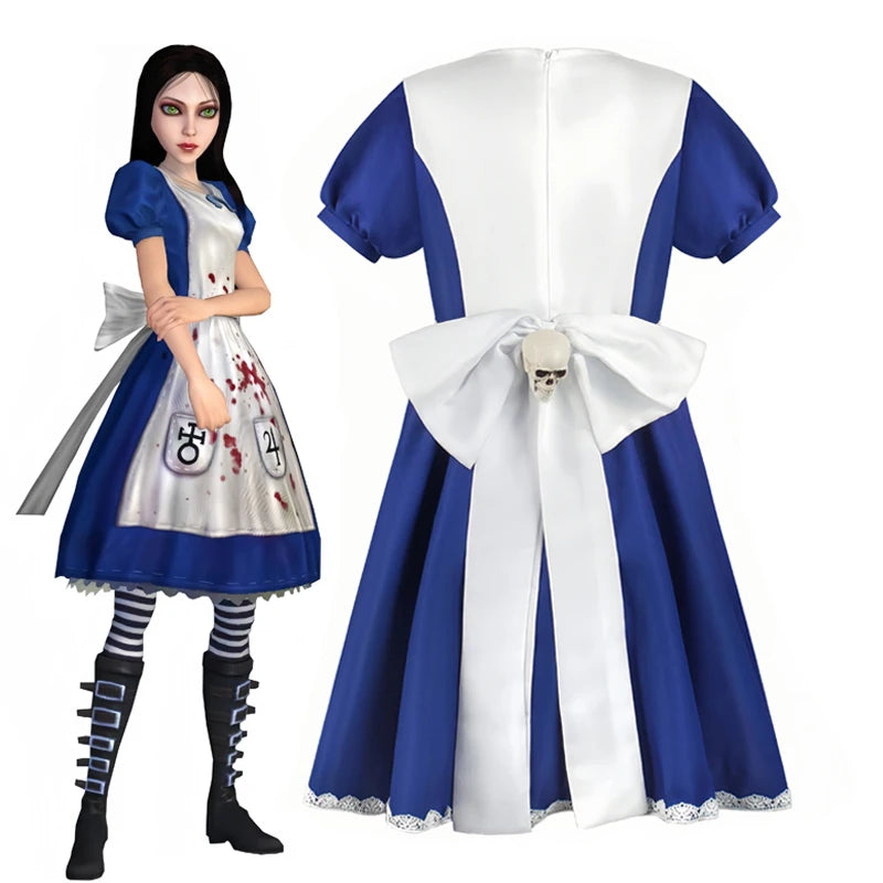 Anime Alice Prinzessin Kleid Dienstmädchen Schürze Kleid Spiel Madness Returns Alice Cosplay Kostüm Für Frauen Mädchen Halloween-Party