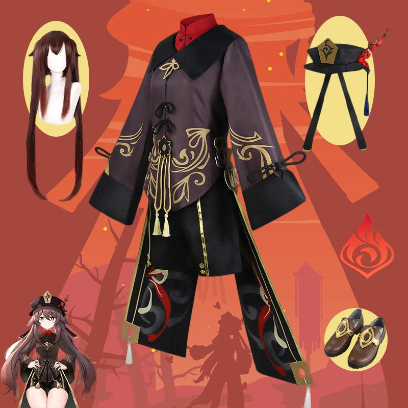 Costume de Cosplay Genshin Impact de Hutao, uniforme de style chinois, costumes d'Halloween pour femmes, jeu Hu Tao