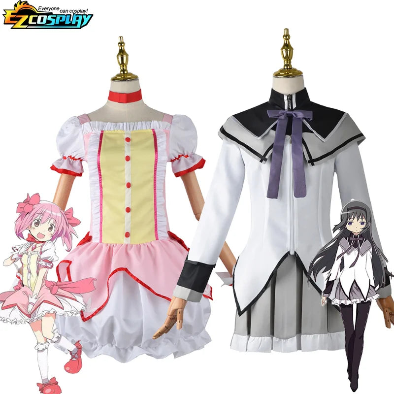 Anime Magical Girl Puella Magi Madoka Magica Akemi Homura Kaname Madoka Cosplay Costume Mahou Shoujo Perruque Costume de combat Robe Jupe