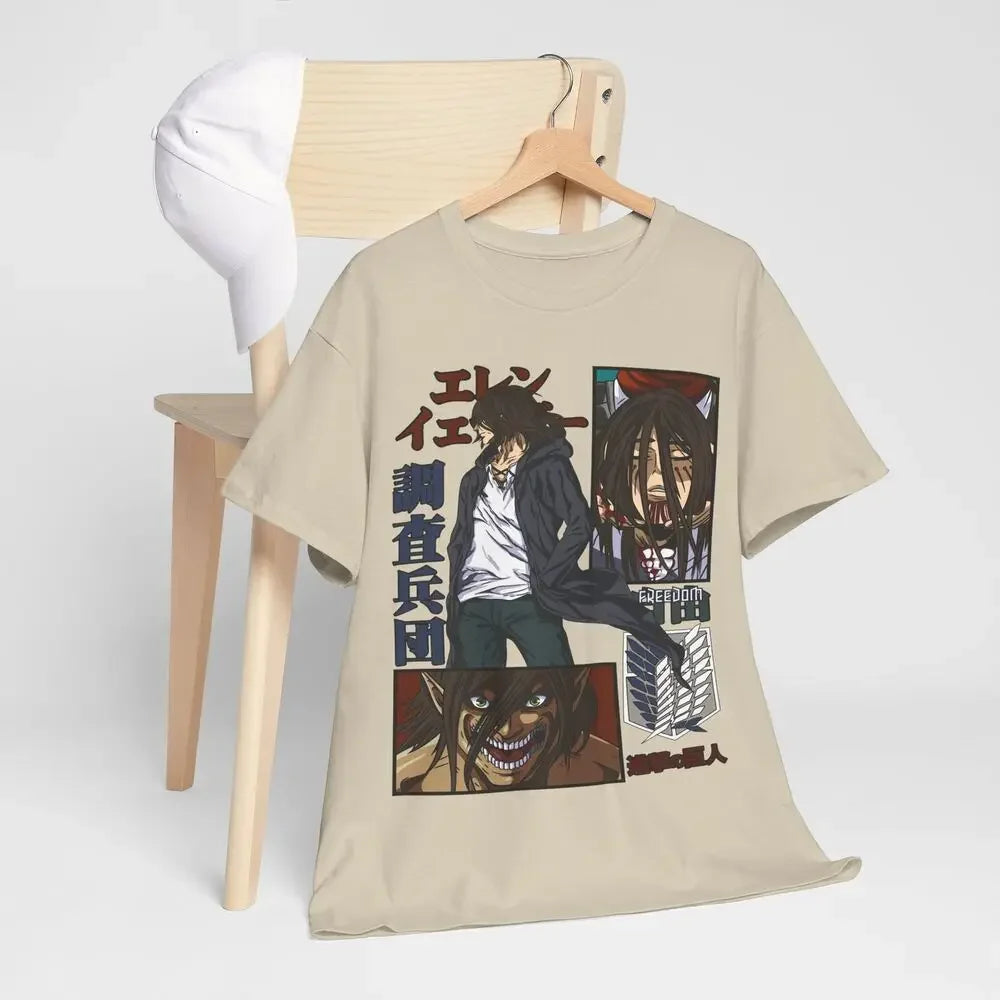 T-shirt Eren Yeager Shingeki No Kyojin Attack on Titan Noir Toutes tailles