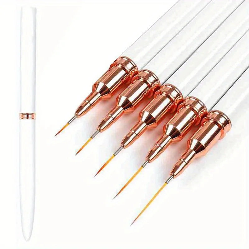 5 Teile/satz Nail art Liner Pinsel Set Längliche Linien Striping Zeichnung UV Gel Malerei Nagel Design Stift Professionelle Maniküre Werkzeug