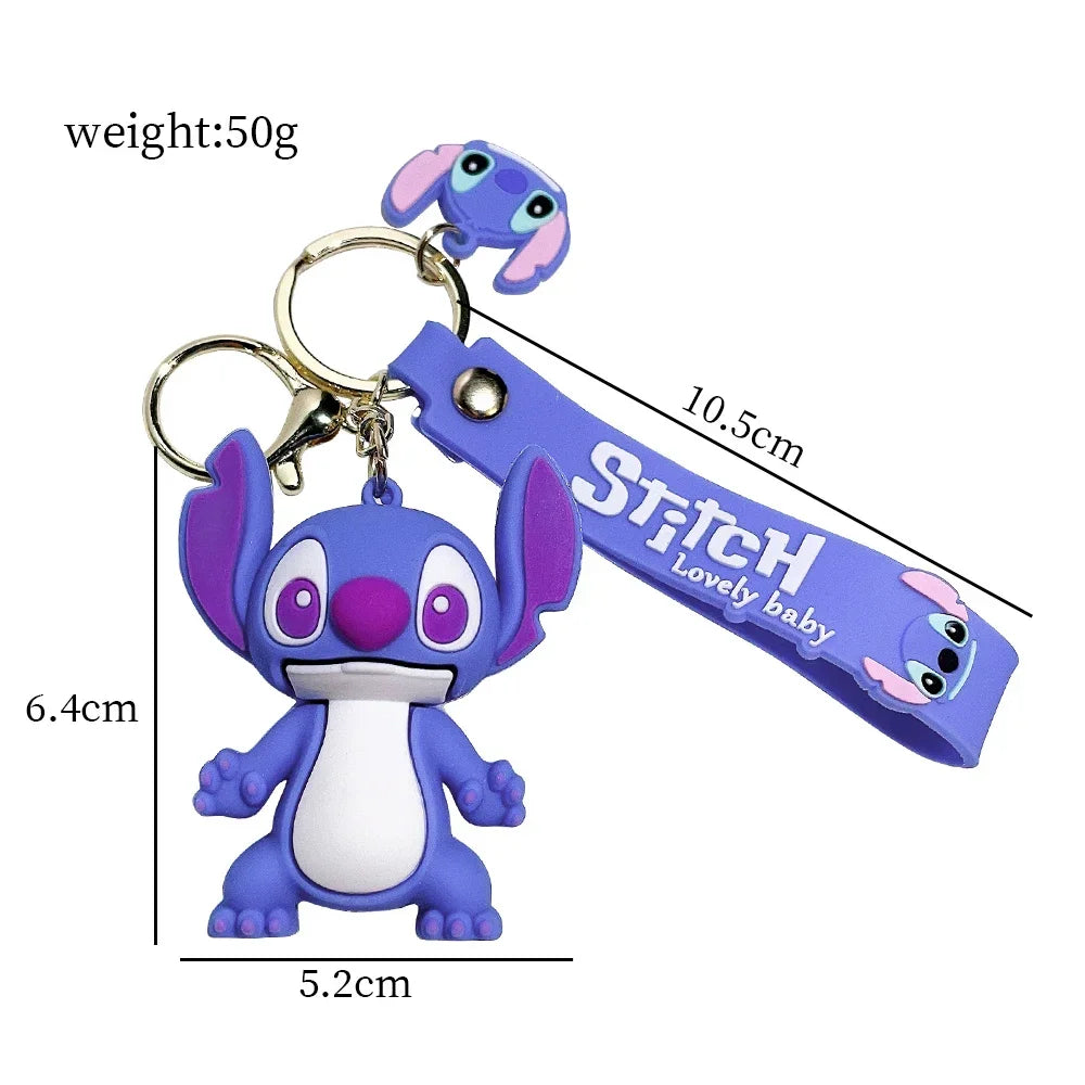 Lilo & Stitch Toys Keychian Anime Stitch Pendant Keychain Sweet Pink Angel Keychians Women Car Keyring Girl Birthday Gift