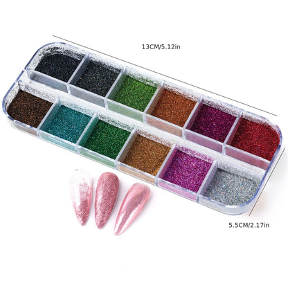 Ensemble de poudre holographique Holo Silver Rub Dust Black Pink Chrome Poudre pailletée pour ongles Pigment laser pour manucure DIY