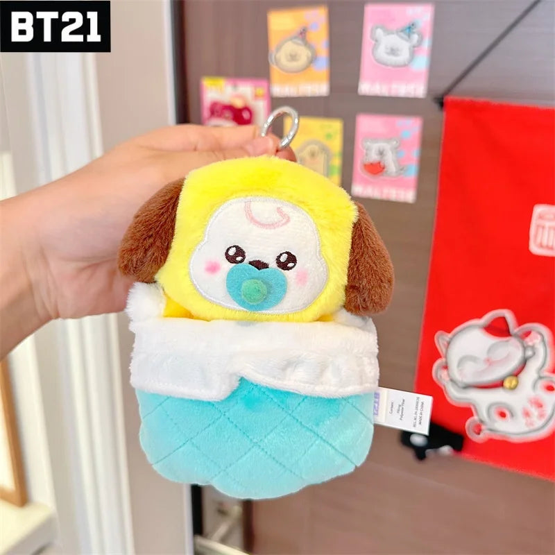 New 13Cm Bt21 Popular Anime Kawaii Cooky Chimmy Mini Plush Keychain Pendant Baby Pacifier Plush Doll Bag Pendant Ornament Gift