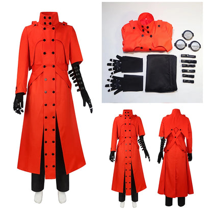 New Anime Trigun Vash The Stampede Cosplay Costume Long Red Windbreaker Coat Uniform Adult Man Halloween Carnival Suit prop