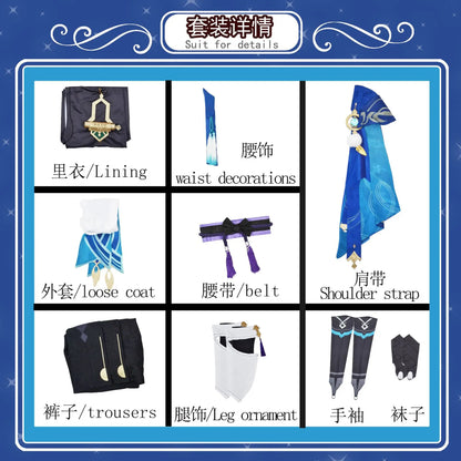 Anime Spiel Genshin Impact Scaramouche Cosplay Karneval Halloween Party Hut Schuhe Perücke Set Wanderer Cosplay Balladeer Kunikuzushi