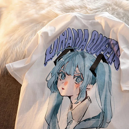 T-shirt d'été à manches courtes pour femme, style anime, fée, Harajuku, Kawaii, streetwear, mode, chemisiers, vêtements Y2k