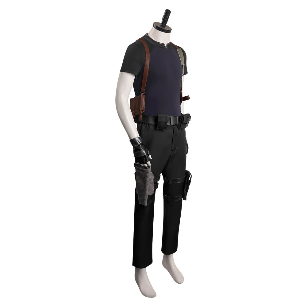 Biohazard Resident 4 Leon S. Kennedy Evil Cosplay-Kostüm, Hemd, Oberteil und Hose, Herrenkleidung, Outfits, Halloween, Karnevalsanzug für Männer