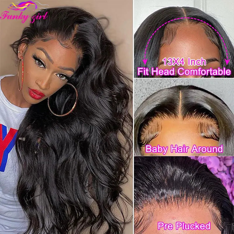 Body Wave Lace Front Perücke 100 % Echthaar Perücken für Frauen Brasilianische transparente Lace Closure Perücken 180 % Dichte Remy Haar Günstige Perücke