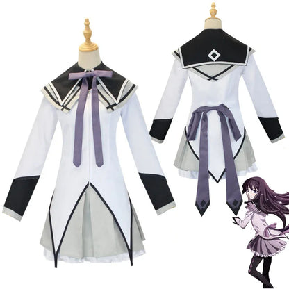 Akemi Homura Cosplay Rock Anime Magical Girl Puella Magi Cosplay Kostüm Kampfuniform Strümpfe Akemi Homura Outfits