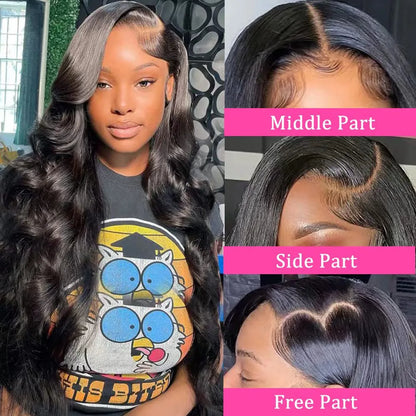 Perruque Lace Front Wig transparente Body Wave 13x4 13X6 Bling Hair HD Frontal Wig 180% Densité Cheveux humains 4x4 Lace Closure Wigs pour femmes