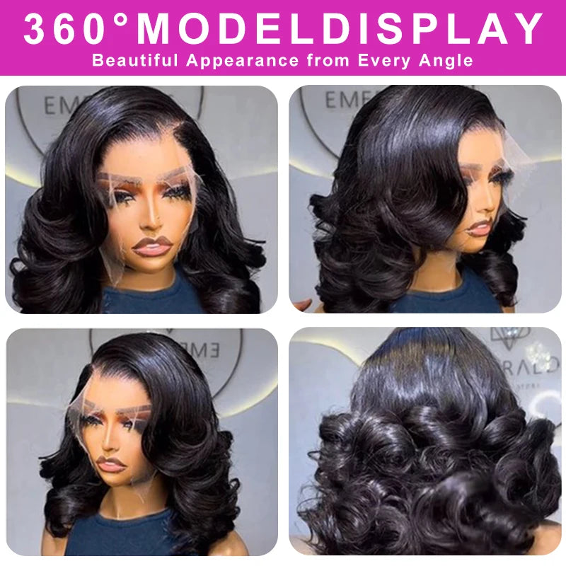 Body Wave 250 % kurzer Bob, 13 x 4 Frontal-Perücke aus menschlichem Haar, 13 x 6 HD, transparente Spitze vorne, Bob-Perücken, brasilianische 5 x 5 Verschluss-Perücke für Frauen