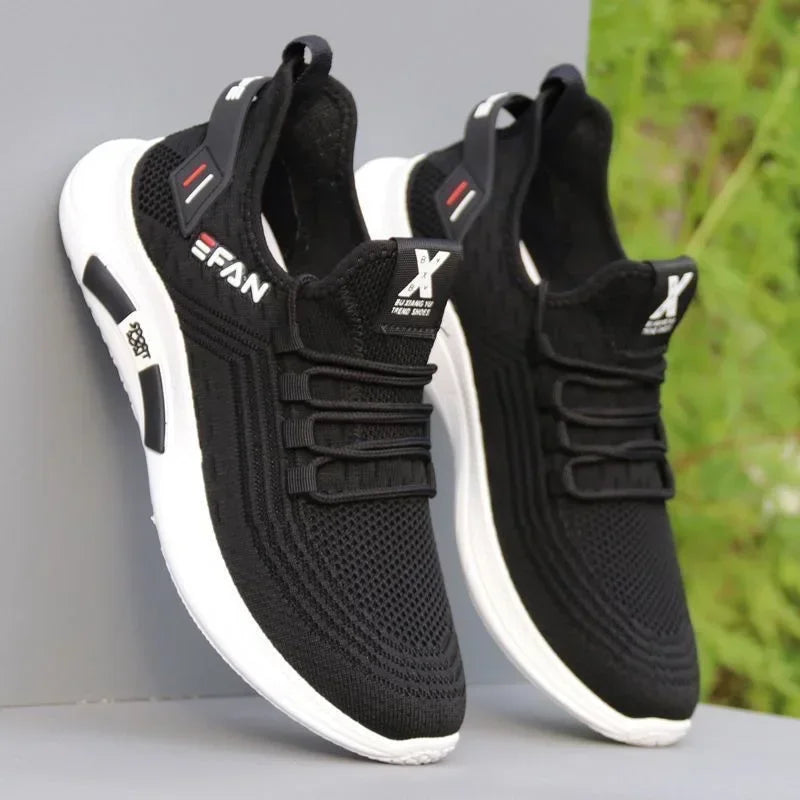 New Men's Shoes Summer Breathable Casual Shoes Korean Fashion Shoes All-Matching Sneakers Flying Woven Mesh Running Shoes Men