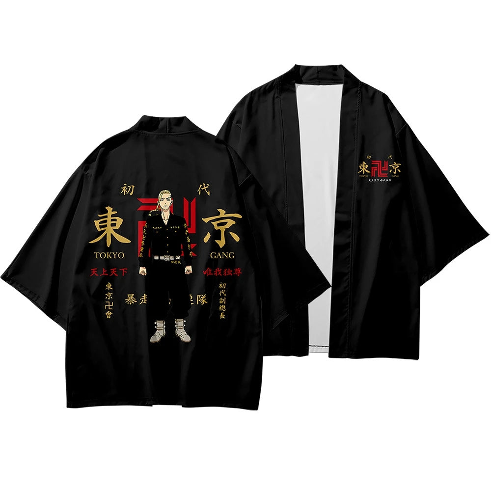 Anime Tokyo Revengers Tokyo Manji Gang T-shirt à manches courtes Short Manjiro Sano Cosplay Cape Chemises Kimono Tokyo Avengers Uniforme