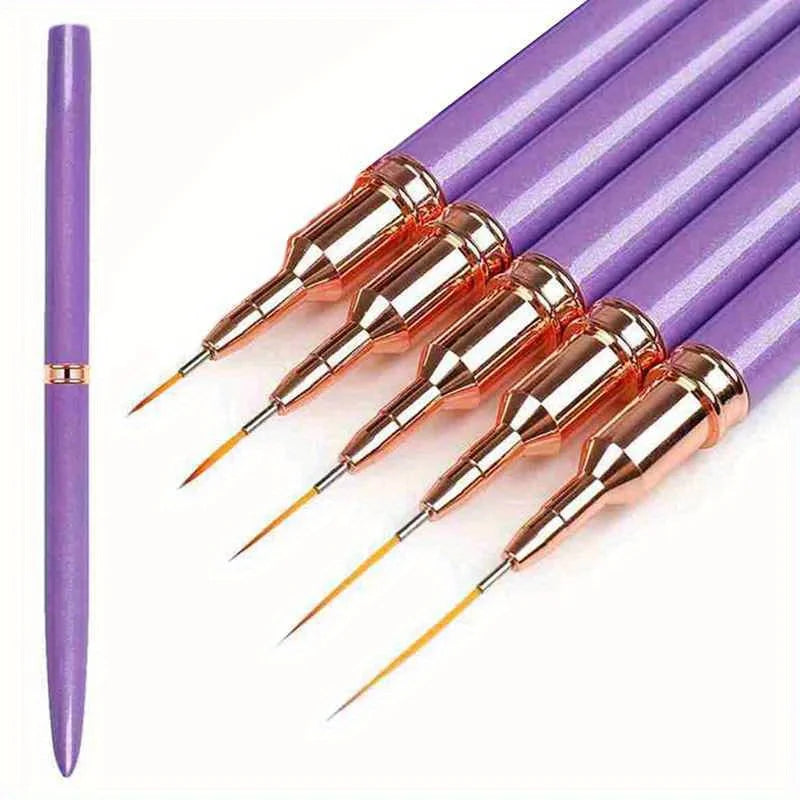 5 Teile/satz Nail art Liner Pinsel Set Längliche Linien Striping Zeichnung UV Gel Malerei Nagel Design Stift Professionelle Maniküre Werkzeug