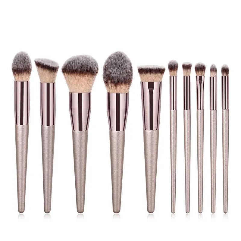 Ensemble de pinceaux de maquillage pour femmes, couleur champagne chaud, pour fond de teint, poudre, blush, fard à paupières, pinceau de mélange Kabuki, outils de beauté