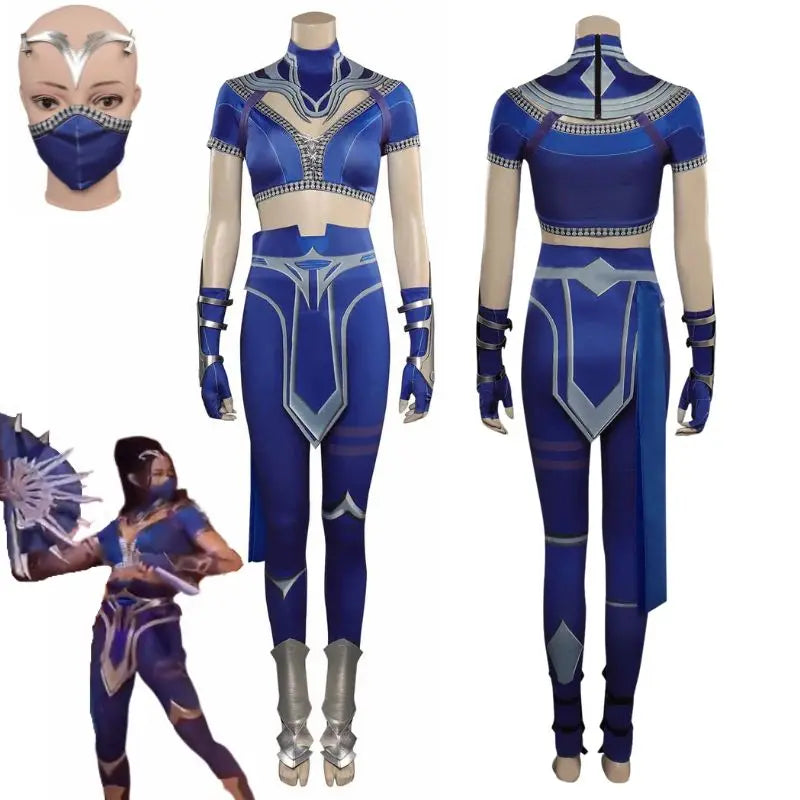 Mortal Kombat Mileena Kitana Cosplay Fantasia Costume Sexy Jumpsuit Mask for Adult Women Fantasy Outfit Halloween Carnival Suit