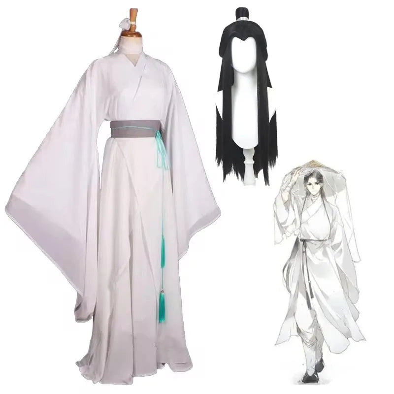 Costume de Cosplay Xie Lian Tian Guan Ci Fu Cosplay Xielian perruques hommes femmes blanc Han Fu Anime tenue