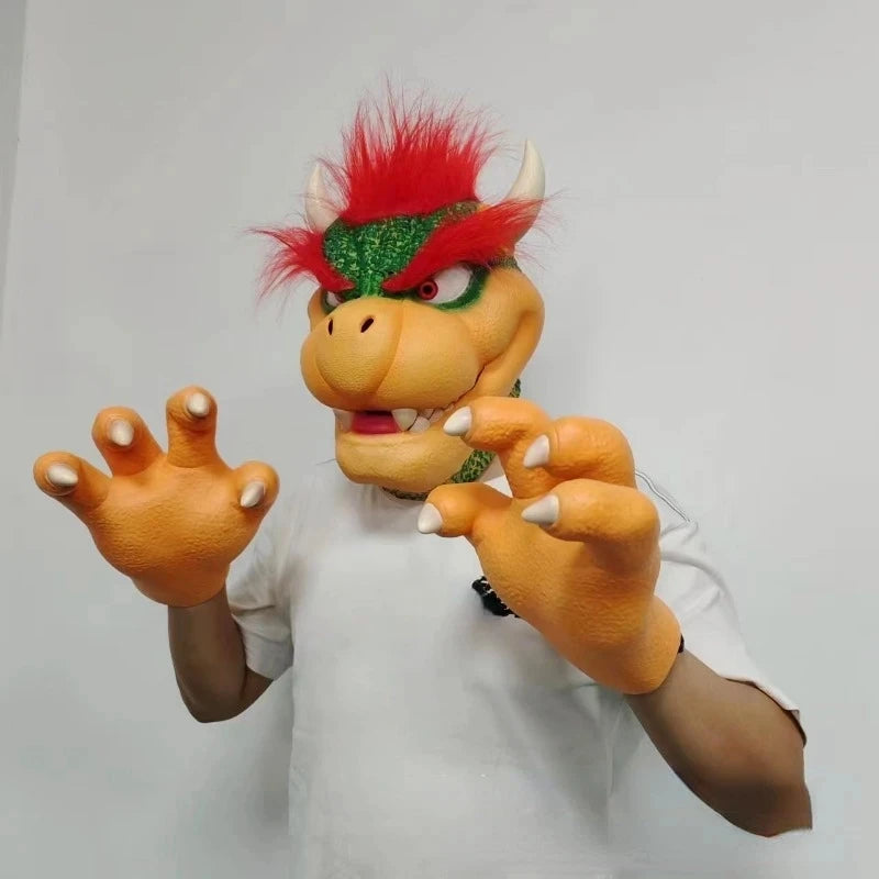 Bowser Cosplay Requisiten Latex Gesichtsmaske Anime Halloween Party Rollenspiel Masken Handschuhe Requisiten für Erwachsene Kostüme Zubehör Geschenke