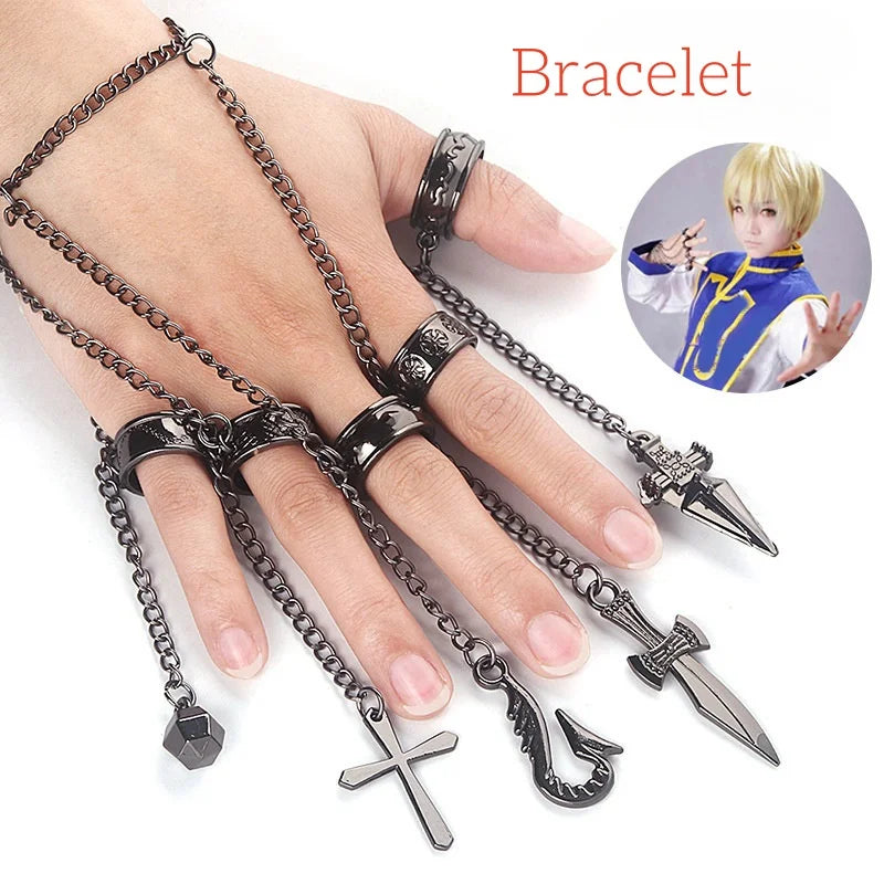 Anime Manga Hunter x Hunter Kurapika Cosplay Kostüm Perücke Finger Ringe Kette Ohrringe Anime Uniformen Halloween Party Outfits