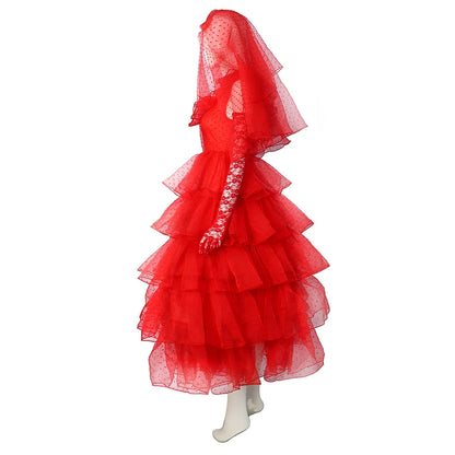 Lydia Cosplay Fantasia Costume Disguise For Female Women Adult Red Wedding Wig Halloween Carnival Party Roleplay Suit