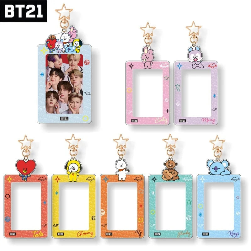 Kawaii Bt21 Anime populaire Kawaii Cooky Koya 3 pouces Idol porte-carte transparent carte de crédit carte bancaire porte-photo porte-clés