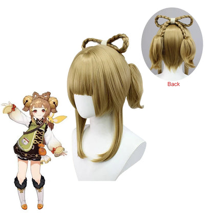 Costume de Cosplay Genshin Impact Yaoyao pour adultes et garçons, vêtements comprenant un couvre-chef, une chaussette, un sac banane, un uniforme de Cosplay Loli d'Halloween