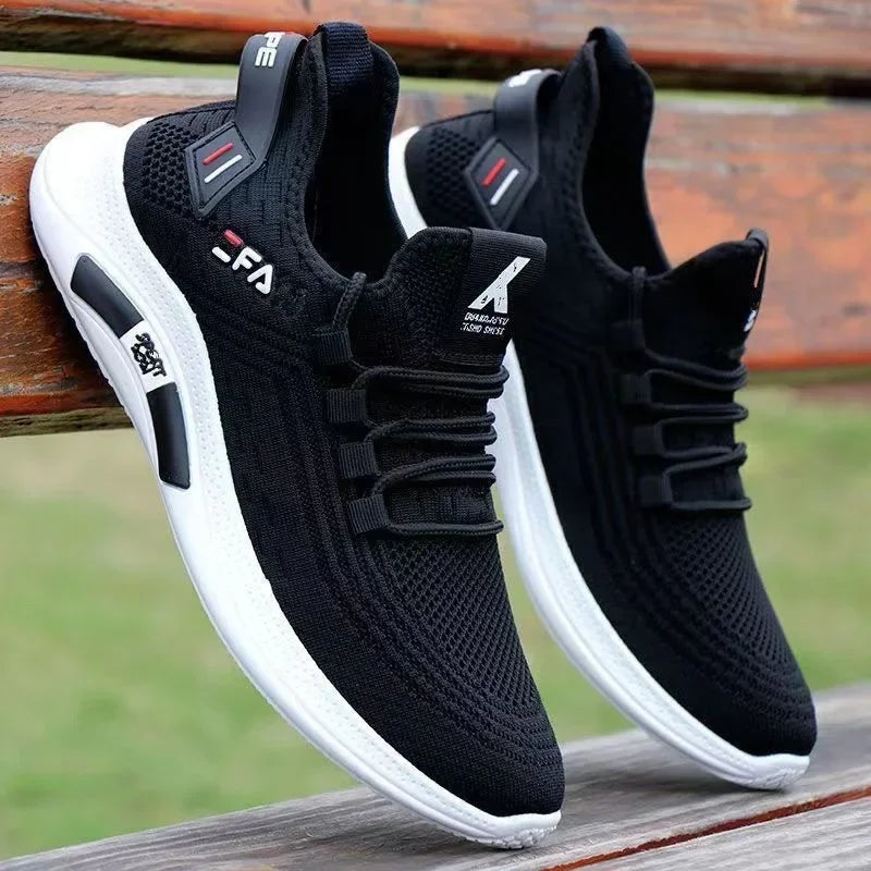 New Men's Shoes Summer Breathable Casual Shoes Korean Fashion Shoes All-Matching Sneakers Flying Woven Mesh Running Shoes Men