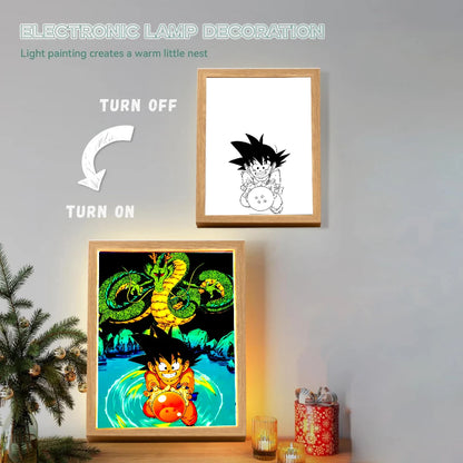 Anime Figur Dragon Ball Licht Malerei Foto Rahmen Goku Vegeta Led Nachtlicht Geburtstag Schlafzimmer Dekor Originelle Geschenke Mond Lampe