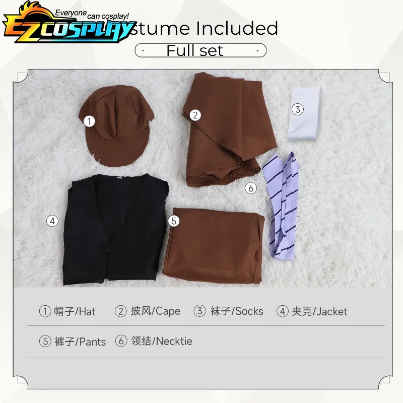 Anime Bungo Streunende Hunde Ranpo Edogawa Cosplay Kostüm Perücke Unisex Detektiv Uniform Mantel Halloween Edogawa Rampo Cosplay Kostüme