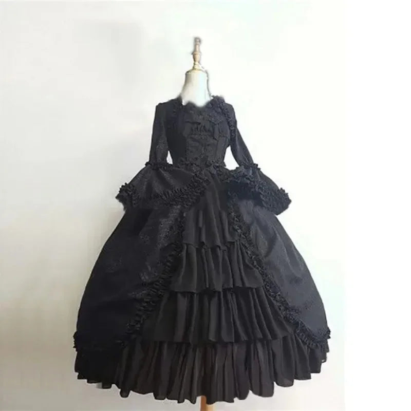 Medieval Retro Gothic Court Lolita Dress Square Neck Waist Spliced Bow Dress Strawberry Lolita