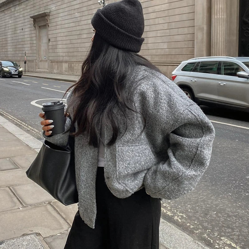 Vestes de bombardier à la mode pour femmes, hiver, automne, éponge, manches longues, poches, manteaux amples, streetwear, vêtements d'extérieur de baseball décontractés, haut féminin