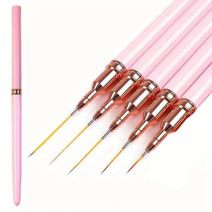 5 Teile/satz Nail art Liner Pinsel Set Längliche Linien Striping Zeichnung UV Gel Malerei Nagel Design Stift Professionelle Maniküre Werkzeug