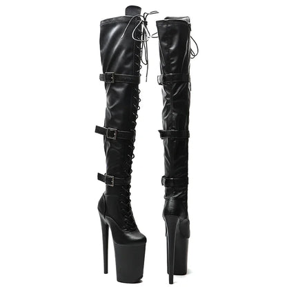 Leecabe   23CM/9inches Matte  PU   fashion  lady  High Heel platform  Pole Dance boots