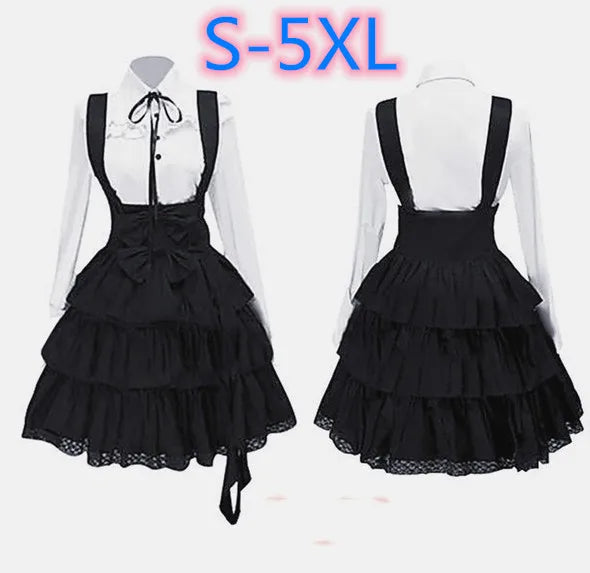 Robe Lolita classique pour femme 2022, tenues pour femmes d'inspiration vintage, Cosplay Anime Girl, robe chemise noire à manches longues et longueur genou