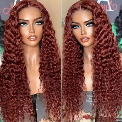 Perruque frontale ondulée profonde 13x4 Reddisha Brown 13x6 HD Lace Front Wigs pour femmes Perruque de cheveux humains bouclés profonds Perruque de fermeture 4x4