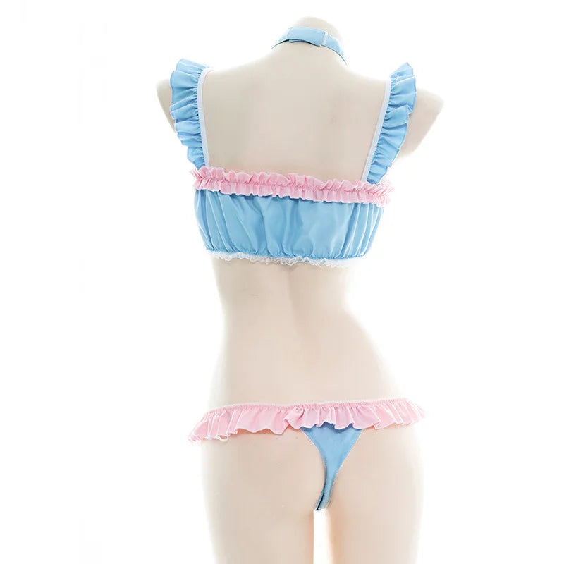 Maillot de bain bikini pour fille Lolita, costume Sukumizu, bretelles croisées sur la poitrine, lingerie, pyjama, uniforme, Cosplay