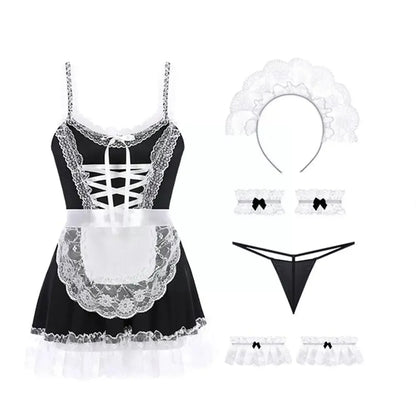 Vente chaude Lolita Maid Uniforme Babydoll Robe Rôle Avec Cos Femmes Dentelle Sous-Vêtements Costumes Boucle Mi Hero Academia Cos