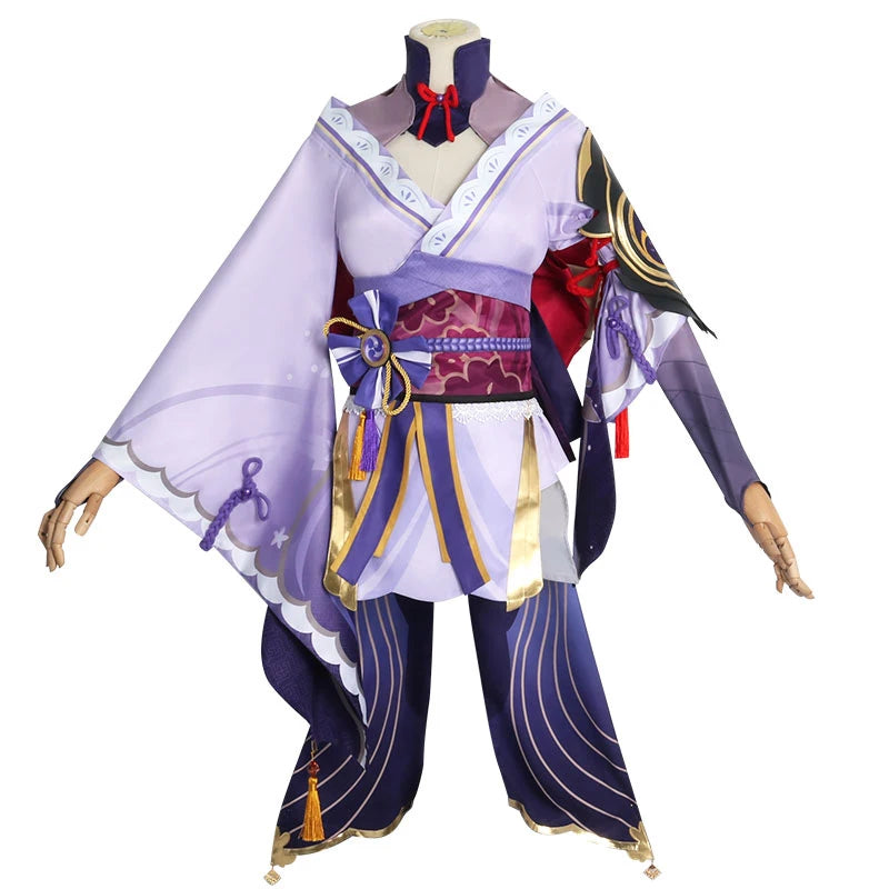 Genshin Impact Raiden Shogun Beelzebul Cosplay Costume Halloween Femmes Queue De Cheval Perruque Vêtements Y Compris Gants Chaussettes Bijoux