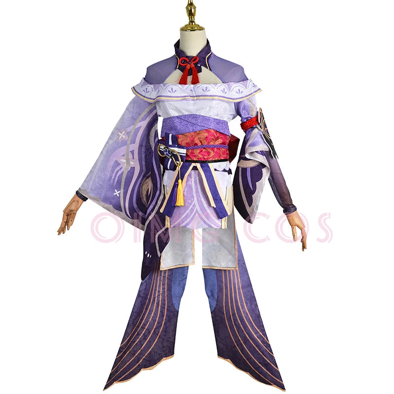 Genshin Impact Raiden Shogun Cosplay Kostüm Jacquard Stoff Uniform Perücke Anime Chinesischen Stil Halloween Kostüme für Frauen Spiel