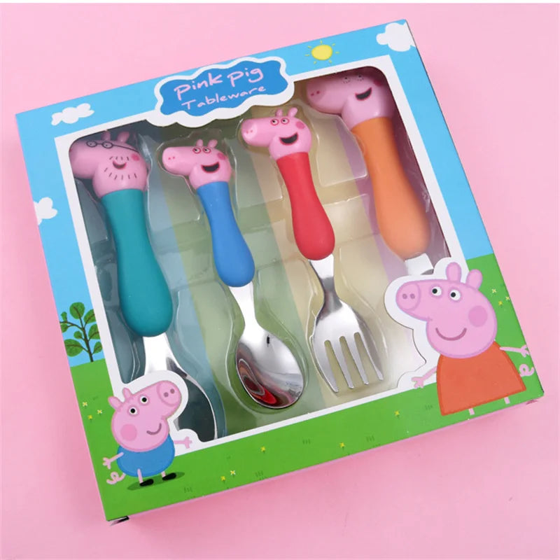 Cartoon Peppa Pig Geschirr Gabel Löffel George Pig Papa Mama Party Anime Figur Geschirr Studenten Familie Geschenk Spielzeug Party Jungen Geschenke